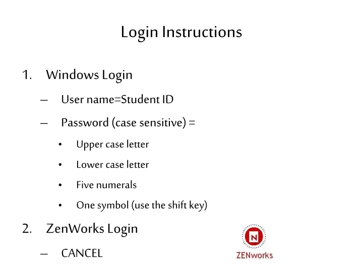 login instructions