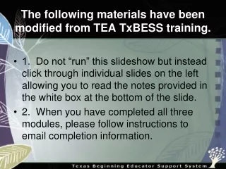 The following materials have been modified from TEA TxBESS training .