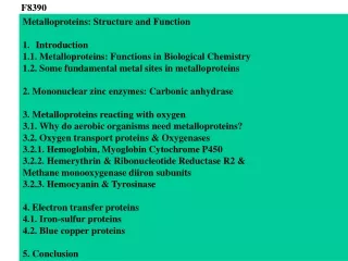 Metalloproteins: Structure and Function Introduction
