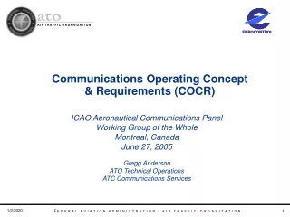 Communications Operating Concept &amp; Requirements (COCR)