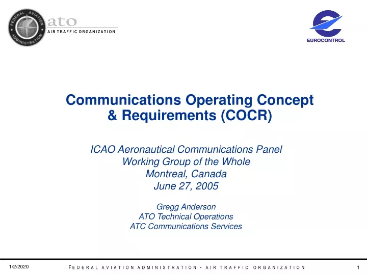 communications operating concept requirements cocr
