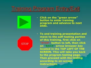 Training Program Entry/Exit