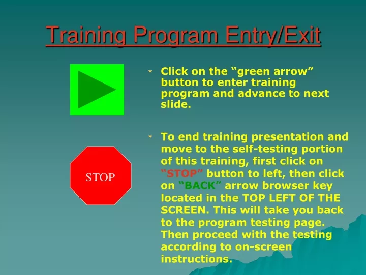 training program entry exit