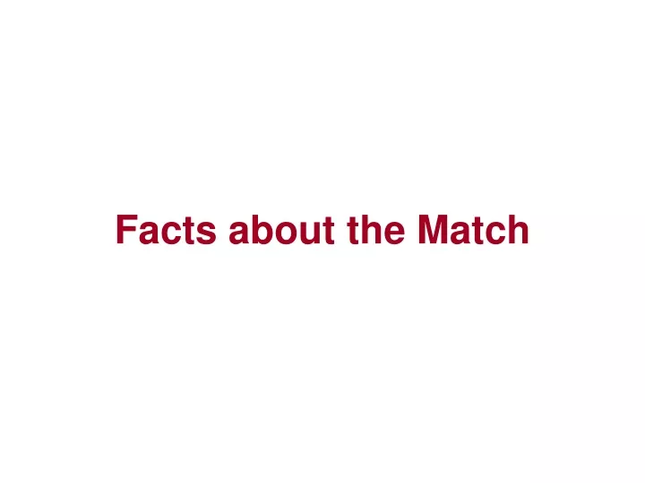 facts about the match