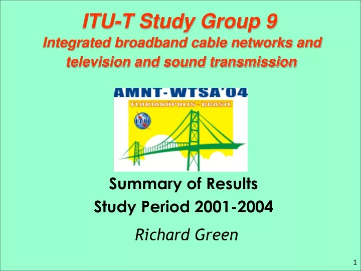 itu t study group 9 integrated broadband cable networks and television and sound transmission