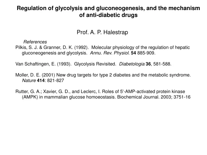 regulation of glycolysis and gluconeogenesis