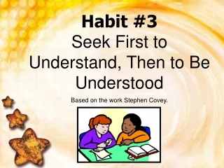Habit #3 Seek First to Understand, Then to Be Understood Based on the work Stephen Covey.