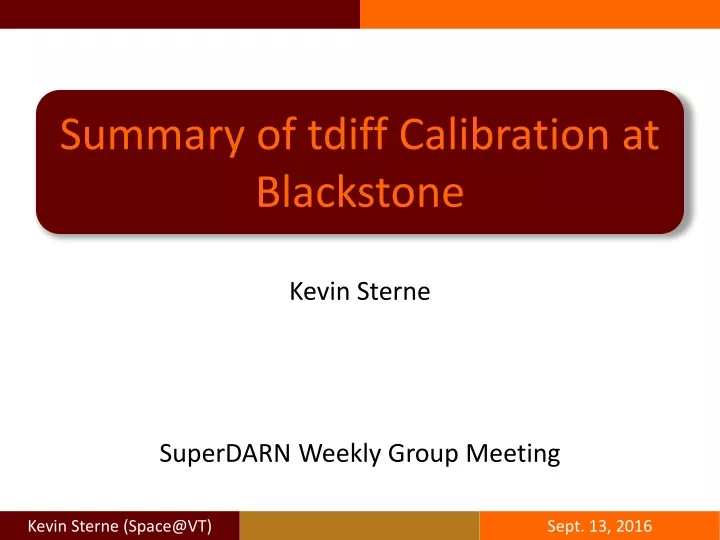 summary of tdiff calibration at blackstone