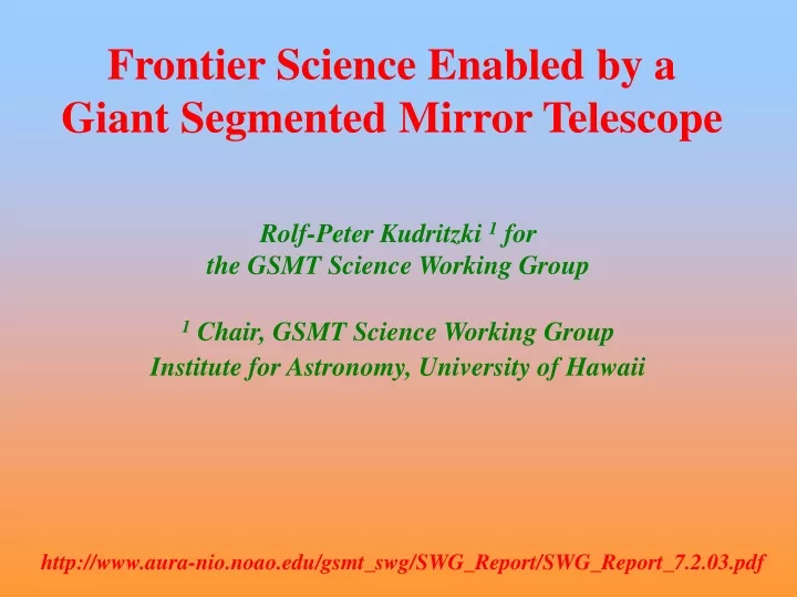 frontier science enabled by a giant segmented mirror telescope