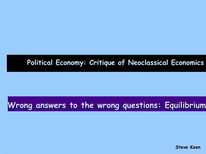 political economy critique of neoclassical economics