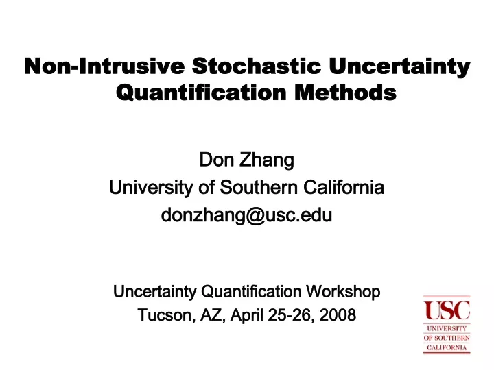 non intrusive stochastic uncertainty