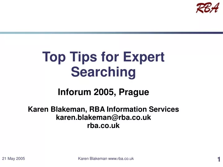 top tips for expert searching inforum 2005 prague