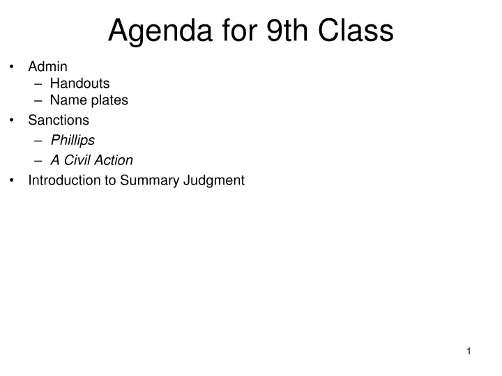 agenda for 9th class