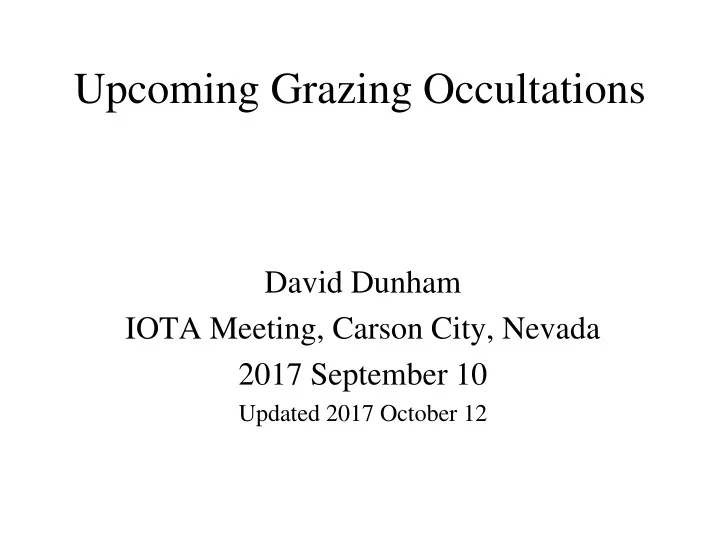 upcoming grazing occultations