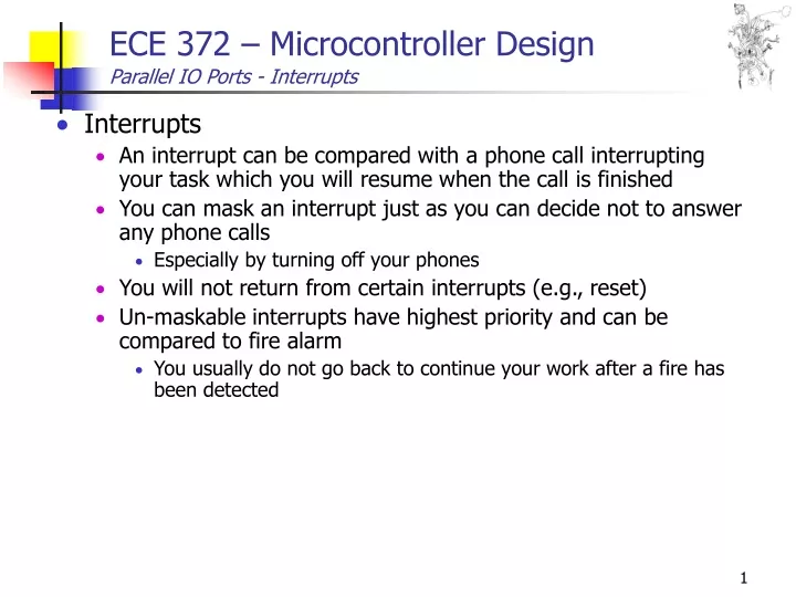 ece 372 microcontroller design parallel io ports interrupts