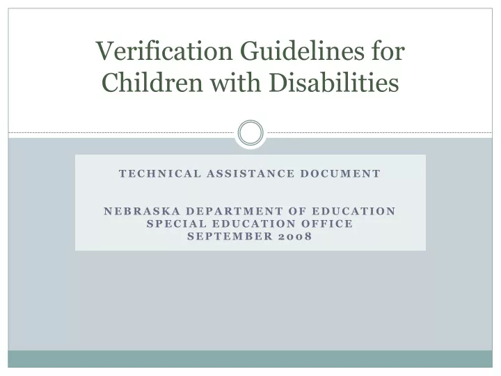 verification guidelines for children with disabilities