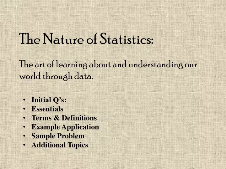 the nature of statistics