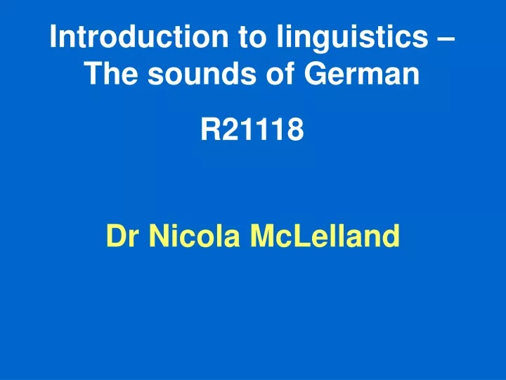 introduction to linguistics the sounds of german