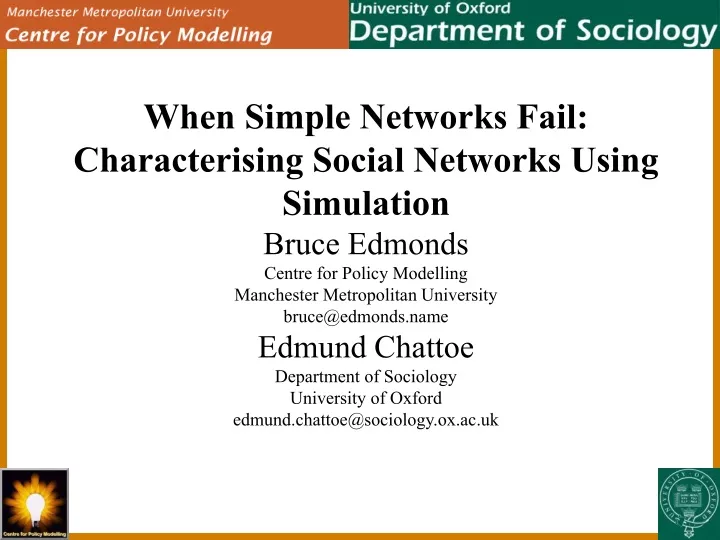 when simple networks fail characterising social