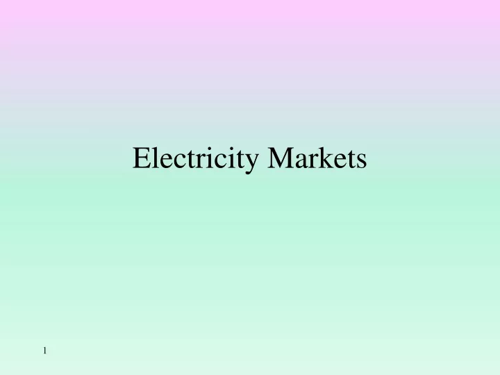 electricity markets
