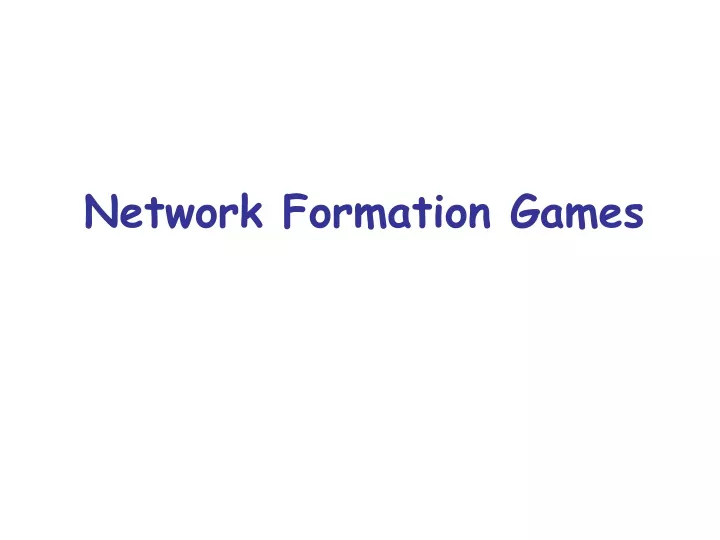 network formation games