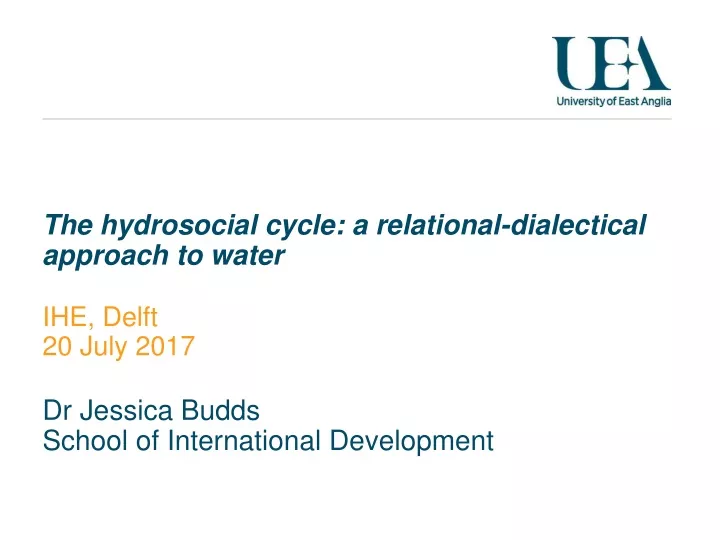 the hydrosocial cycle a relational dialectical