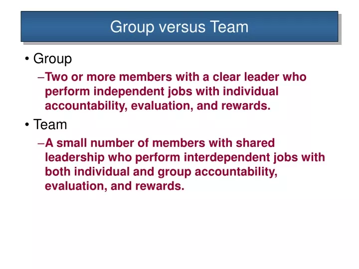 group versus team