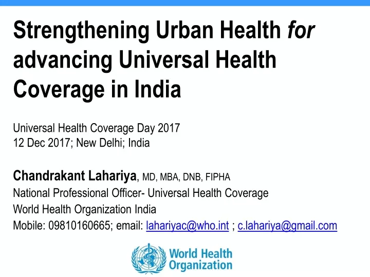 strengthening urban health for advancing