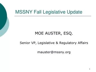 MSSNY Fall Legislative Update