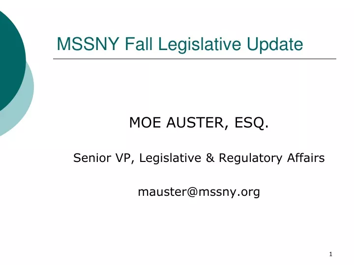 mssny fall legislative update