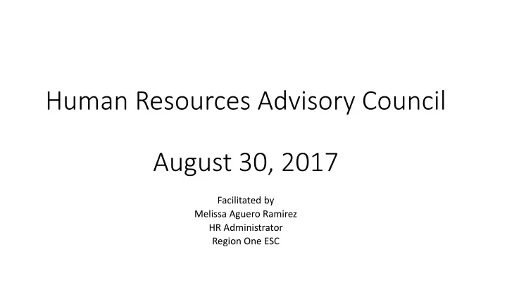 human resources advisory council august 30 2017