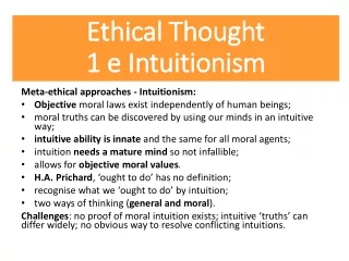 Ethical Thought 1 e Intuitionism