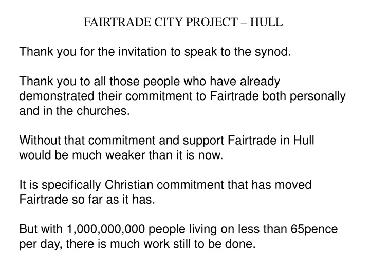 fairtrade city project hull thank