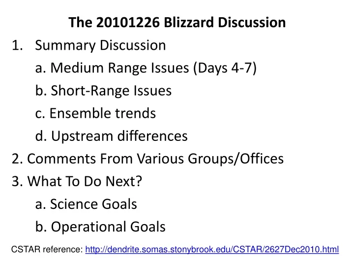 the 20101226 blizzard discussion summary