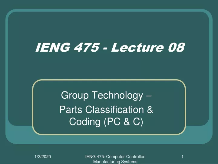 ieng 475 lecture 08