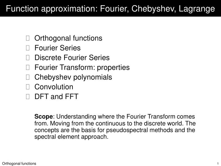 function approximation fourier chebyshev lagrange