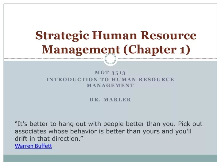 strategic human resource management chapter 1