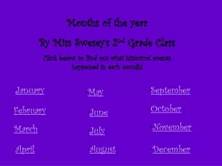 Months of the year By Miss Swesey’s 2 nd  Grade Class