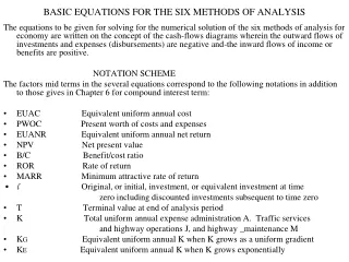 BASIC EQUATIONS FOR THE SIX METHODS OF ANALYSIS