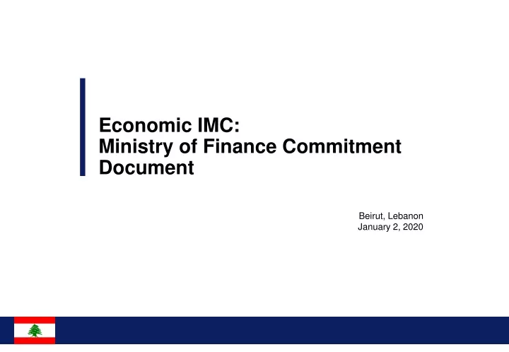 economic imc ministry of finance commitment