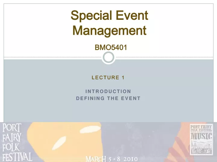 special event m anagement bmo5401