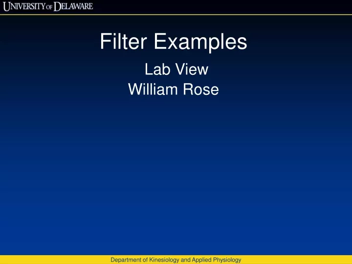 filter examples lab view william rose
