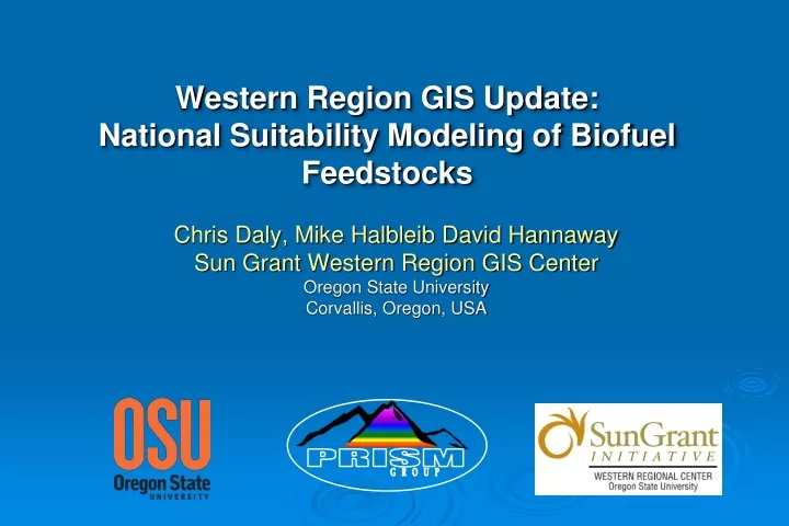western region gis update national suitability modeling of biofuel feedstocks