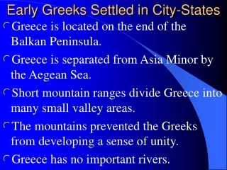 Early Greeks Settled in City-States