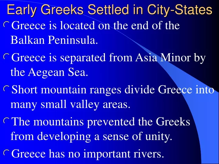 early greeks settled in city states