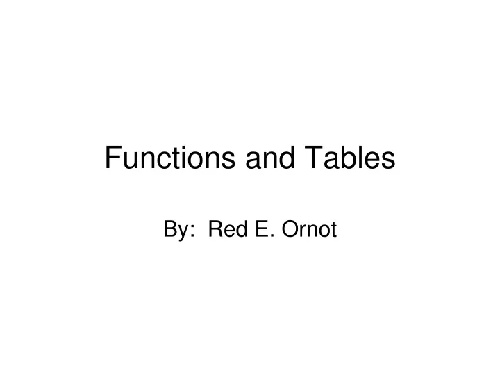 functions and tables