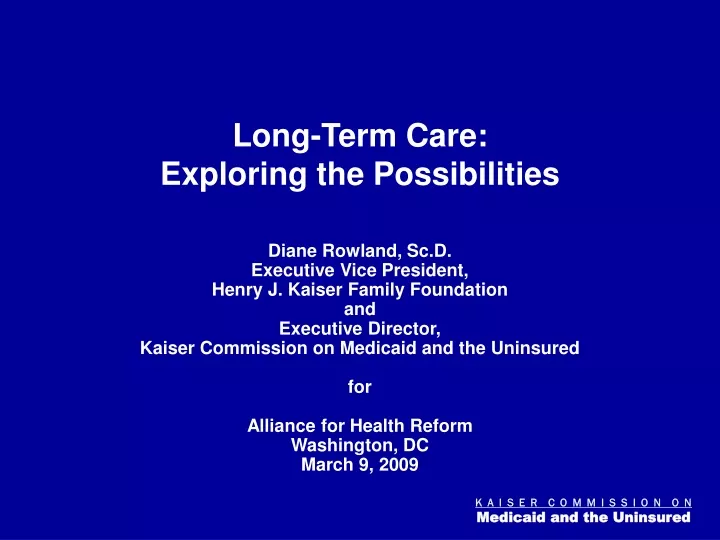 long term care exploring the possibilities