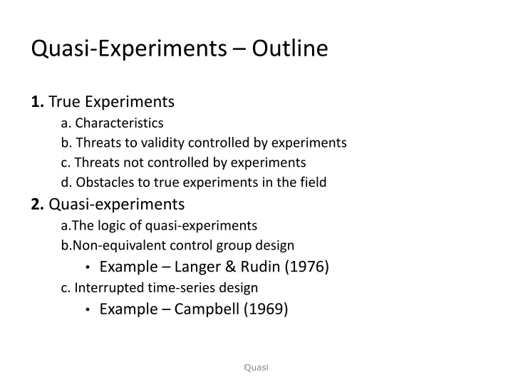 quasi experiments outline