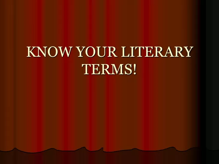 know your literary terms