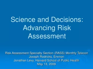 Science and Decisions:  Advancing Risk Assessment